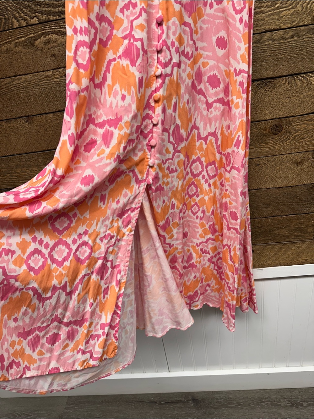 Walker & Wade Pink & Orange Ikat Maxi Dress | XS - Picture 4 of 7
